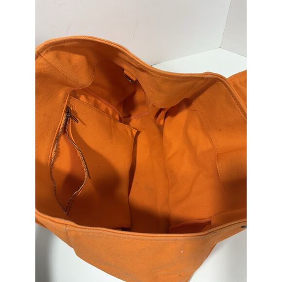 J.McLaughlin Logo Tote Bag Canvas Orange J Mc‎ Laughlin Large Purse RARE - Picture 7 of 10